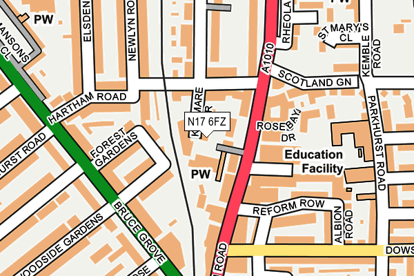 N17 6FZ map - OS OpenMap – Local (Ordnance Survey)