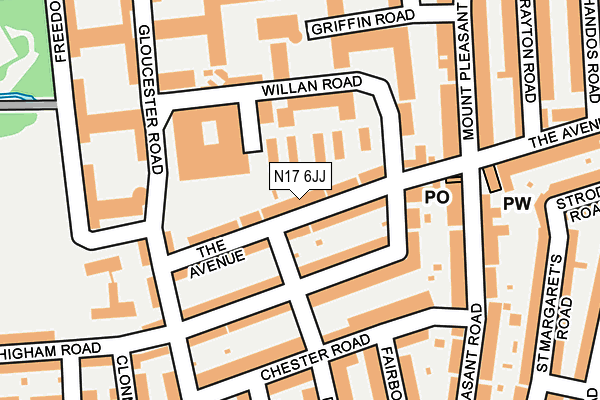 N17 6JJ map - OS OpenMap – Local (Ordnance Survey)