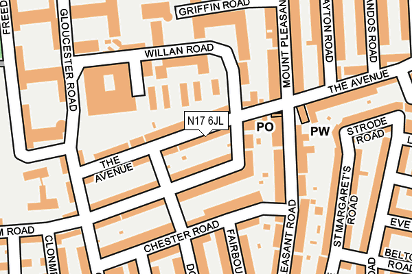 N17 6JL map - OS OpenMap – Local (Ordnance Survey)