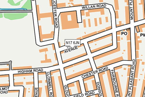 N17 6JN map - OS OpenMap – Local (Ordnance Survey)
