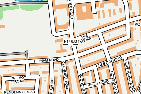 N17 6JS map - OS OpenMap – Local (Ordnance Survey)