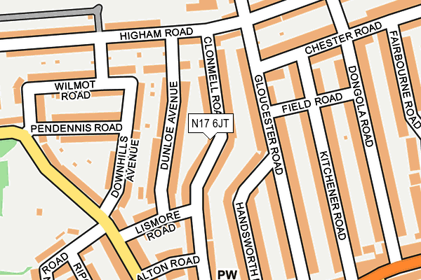 N17 6JT map - OS OpenMap – Local (Ordnance Survey)