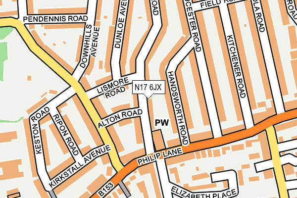 N17 6JX map - OS OpenMap – Local (Ordnance Survey)