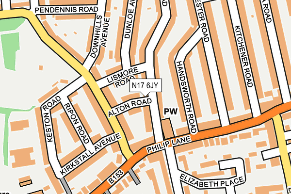 N17 6JY map - OS OpenMap – Local (Ordnance Survey)
