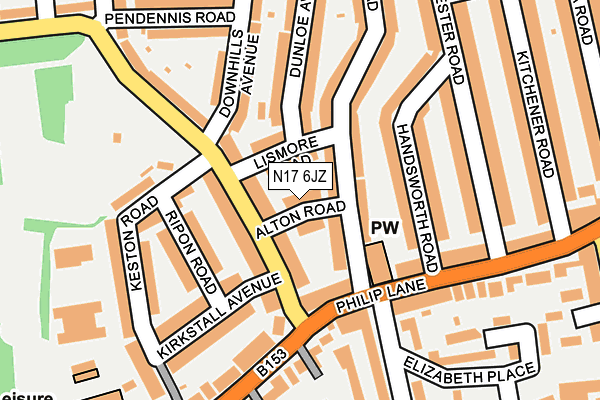 N17 6JZ map - OS OpenMap – Local (Ordnance Survey)