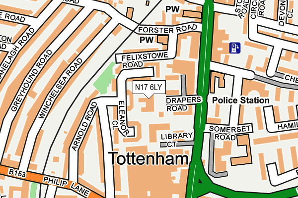 N17 6LY map - OS OpenMap – Local (Ordnance Survey)