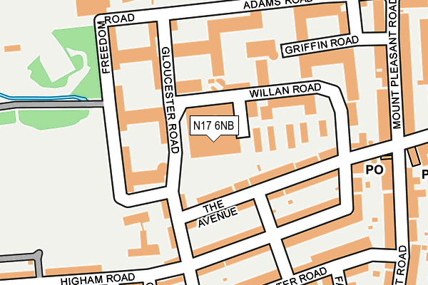 N17 6NB map - OS OpenMap – Local (Ordnance Survey)