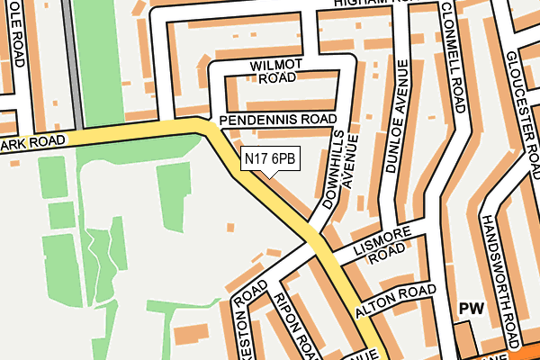 N17 6PB map - OS OpenMap – Local (Ordnance Survey)