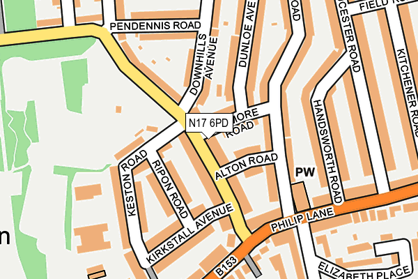 N17 6PD map - OS OpenMap – Local (Ordnance Survey)