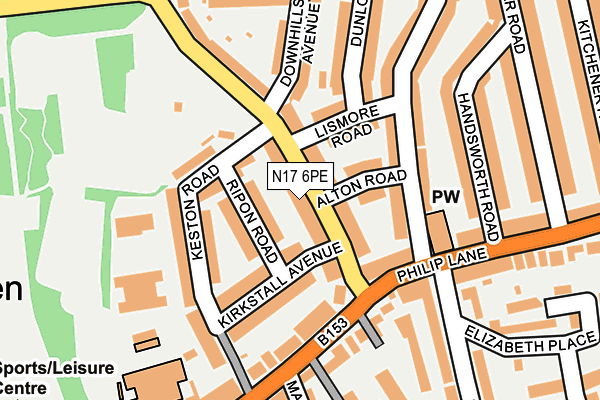 N17 6PE map - OS OpenMap – Local (Ordnance Survey)