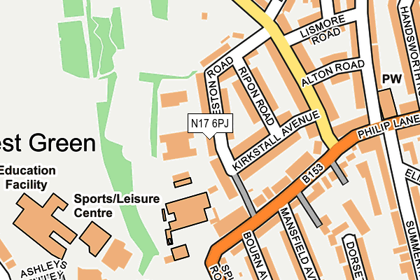 N17 6PJ map - OS OpenMap – Local (Ordnance Survey)