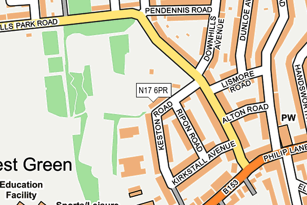 N17 6PR map - OS OpenMap – Local (Ordnance Survey)