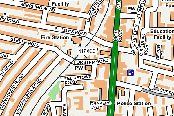 N17 6QD map - OS OpenMap – Local (Ordnance Survey)