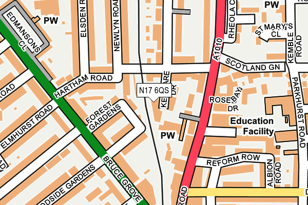 N17 6QS map - OS OpenMap – Local (Ordnance Survey)