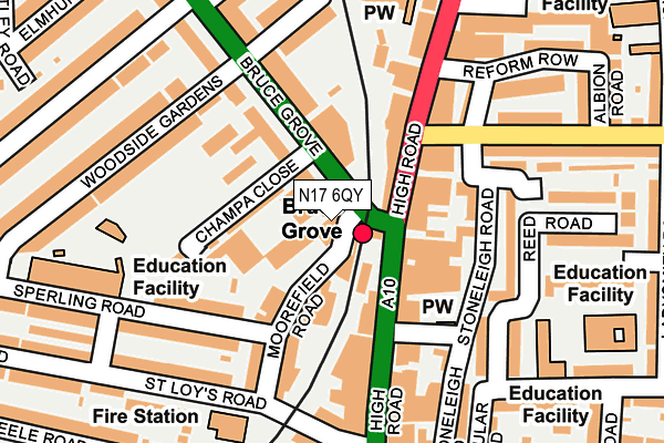 N17 6QY map - OS OpenMap – Local (Ordnance Survey)