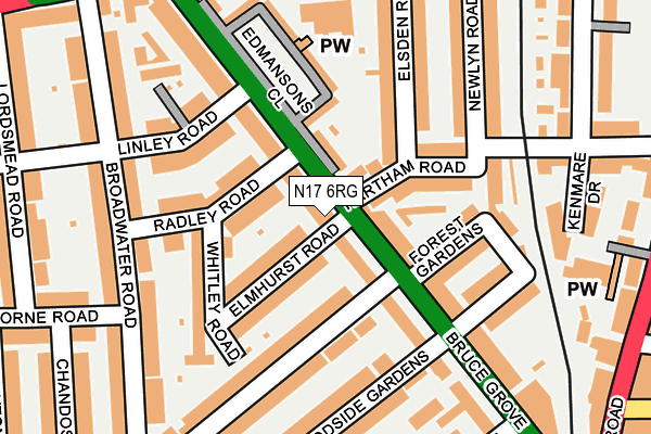 N17 6RG map - OS OpenMap – Local (Ordnance Survey)