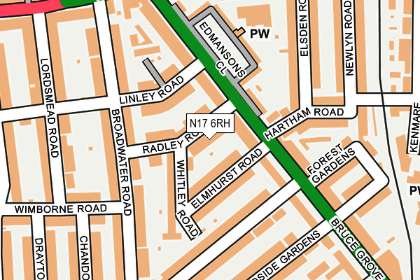 N17 6RH map - OS OpenMap – Local (Ordnance Survey)