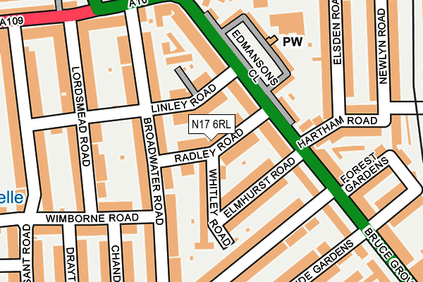 N17 6RL map - OS OpenMap – Local (Ordnance Survey)