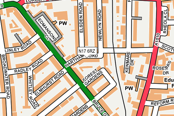 N17 6RZ map - OS OpenMap – Local (Ordnance Survey)