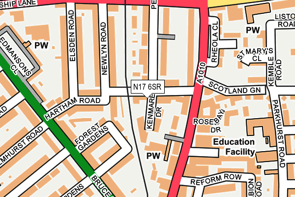 N17 6SR map - OS OpenMap – Local (Ordnance Survey)