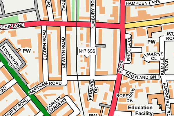 N17 6SS map - OS OpenMap – Local (Ordnance Survey)