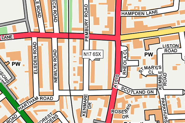 N17 6SX map - OS OpenMap – Local (Ordnance Survey)
