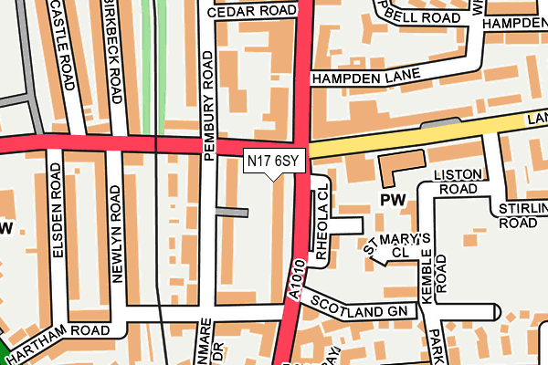 N17 6SY map - OS OpenMap – Local (Ordnance Survey)