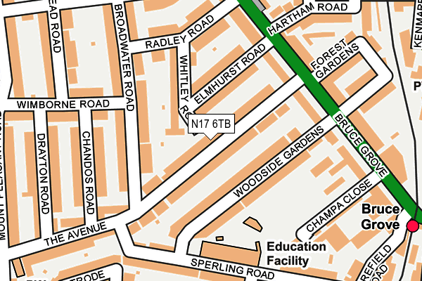 N17 6TB map - OS OpenMap – Local (Ordnance Survey)