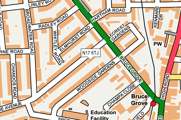 N17 6TJ map - OS OpenMap – Local (Ordnance Survey)