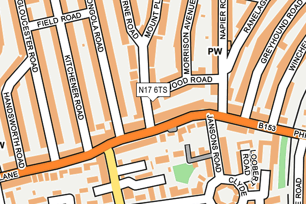 N17 6TS map - OS OpenMap – Local (Ordnance Survey)