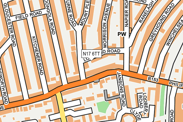 N17 6TT map - OS OpenMap – Local (Ordnance Survey)
