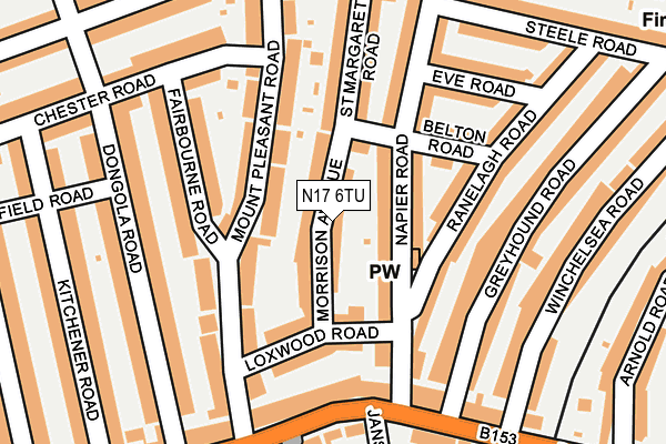 N17 6TU map - OS OpenMap – Local (Ordnance Survey)