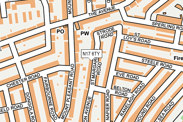 N17 6TY map - OS OpenMap – Local (Ordnance Survey)