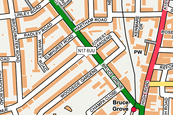 N17 6UU map - OS OpenMap – Local (Ordnance Survey)