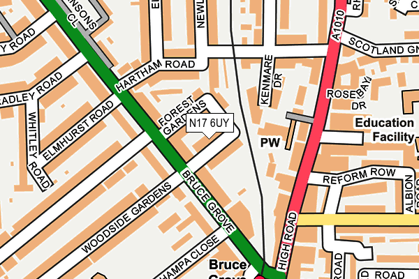 N17 6UY map - OS OpenMap – Local (Ordnance Survey)