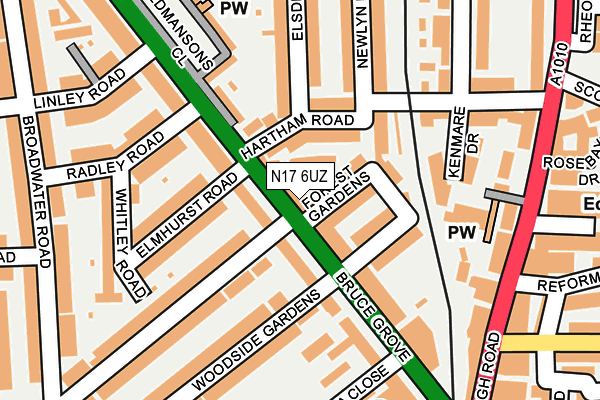 N17 6UZ map - OS OpenMap – Local (Ordnance Survey)