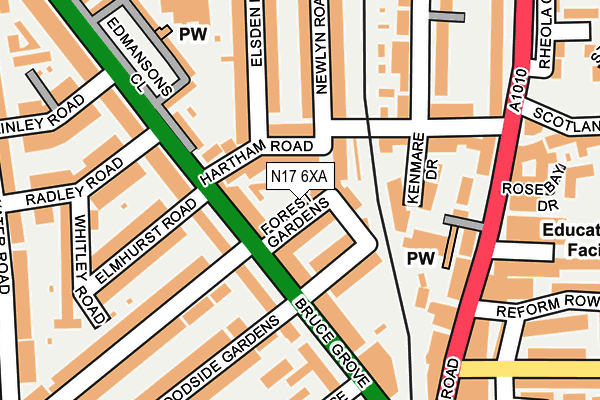 N17 6XA map - OS OpenMap – Local (Ordnance Survey)