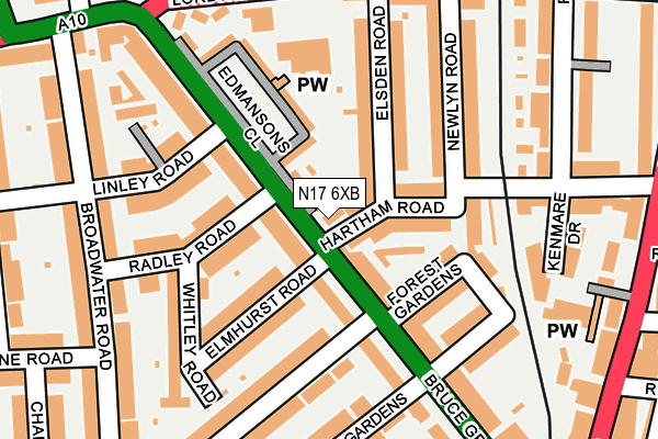 N17 6XB map - OS OpenMap – Local (Ordnance Survey)