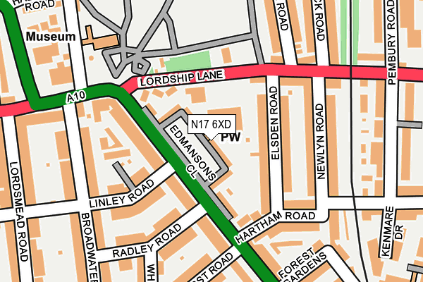 N17 6XD map - OS OpenMap – Local (Ordnance Survey)
