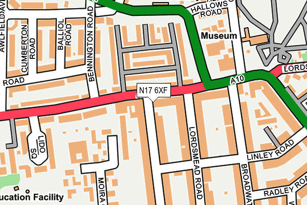 N17 6XF map - OS OpenMap – Local (Ordnance Survey)