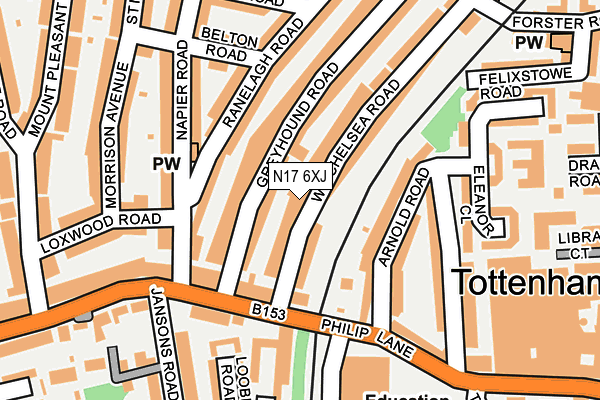 N17 6XJ map - OS OpenMap – Local (Ordnance Survey)
