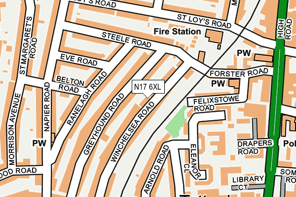 N17 6XL map - OS OpenMap – Local (Ordnance Survey)