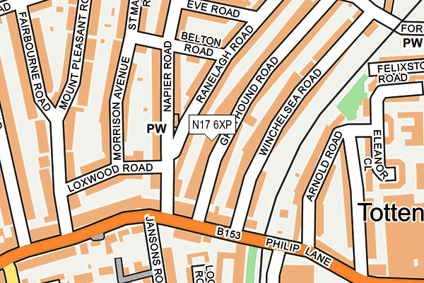 N17 6XP map - OS OpenMap – Local (Ordnance Survey)