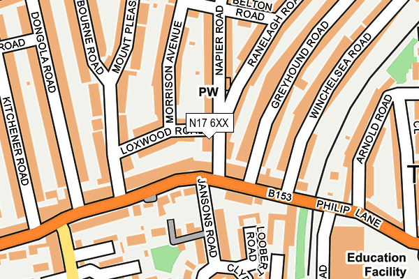N17 6XX map - OS OpenMap – Local (Ordnance Survey)