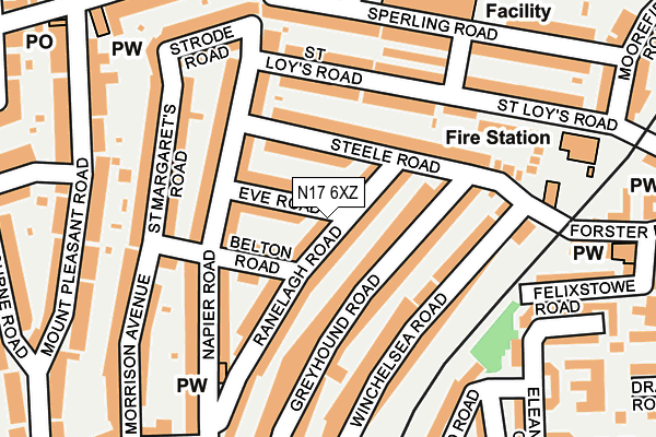 N17 6XZ map - OS OpenMap – Local (Ordnance Survey)