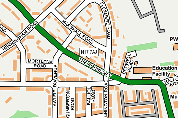 N17 7AJ map - OS OpenMap – Local (Ordnance Survey)