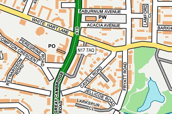 N17 7AQ map - OS OpenMap – Local (Ordnance Survey)