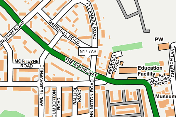 N17 7AS map - OS OpenMap – Local (Ordnance Survey)