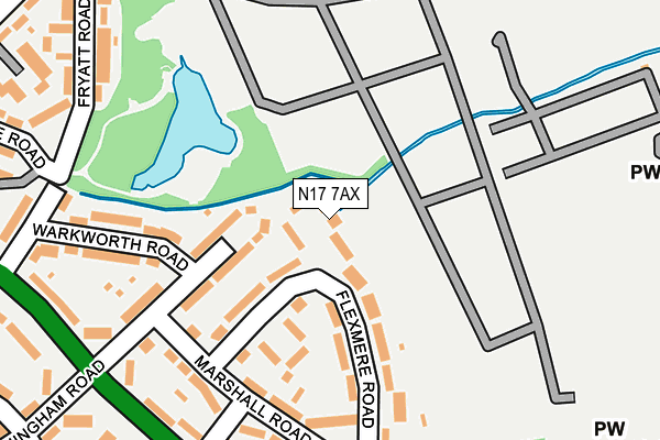 N17 7AX map - OS OpenMap – Local (Ordnance Survey)