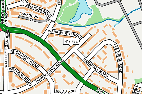 N17 7BE map - OS OpenMap – Local (Ordnance Survey)